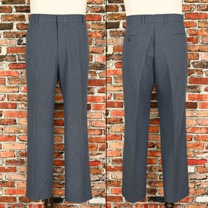 Vintage 70s/80s Greyish Blue LEVI&#39;S Action Slacks Polyester Dress Pants