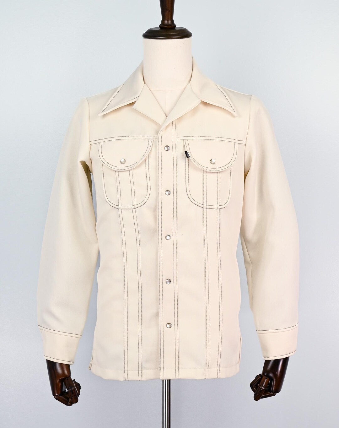 トップス Levi's Panatela (1970svest made in usa) Vintage Men's 70s Levi's Panatela Tops White Long Sleeve