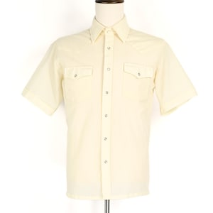 Camisa vaquera de manga corta con botones a presión, de poliéster a rayas amarillas, estilo años 90, marca COOLAIRE by BUD BERMA.