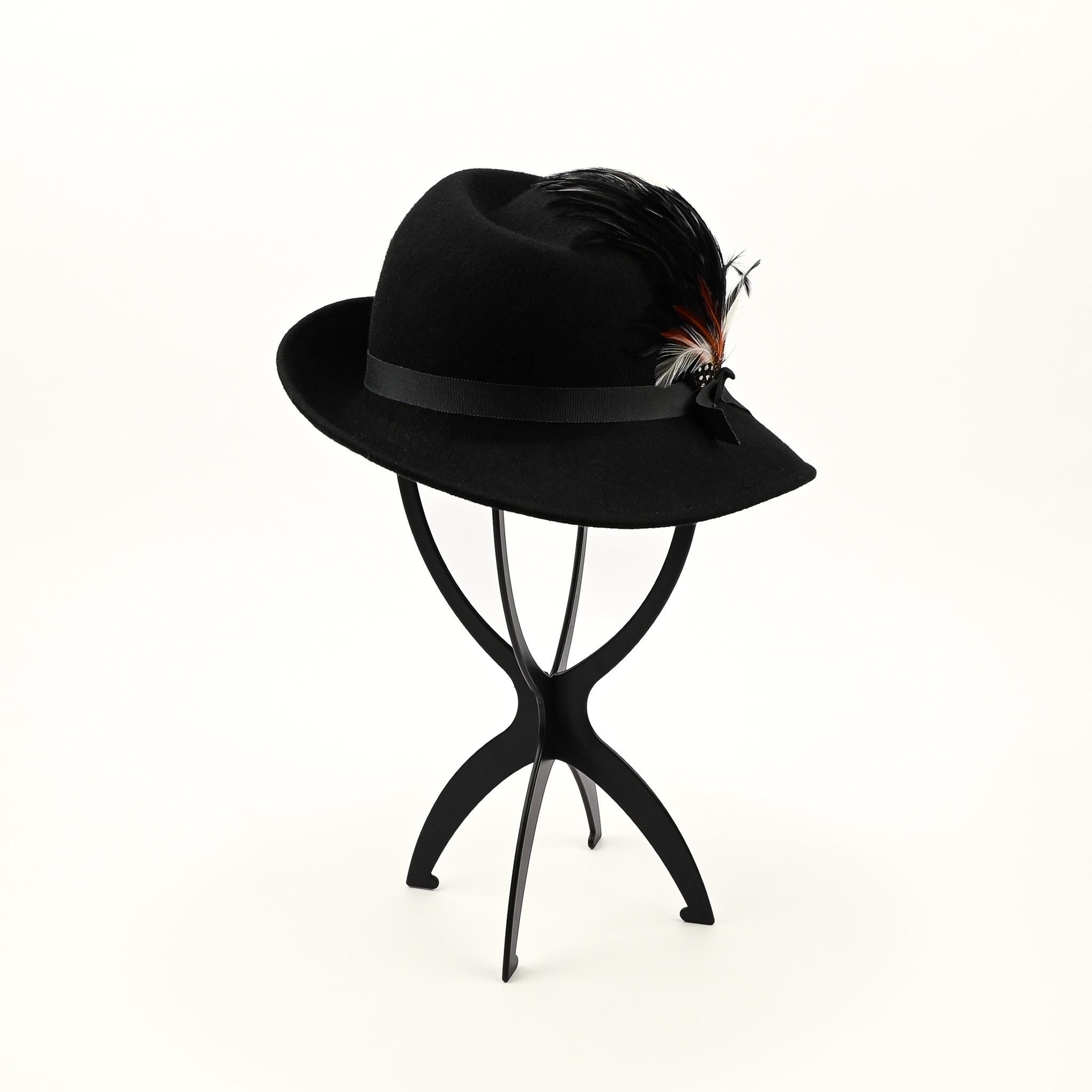 Vintage Lancaster Gray Wool Asymmetrical Fedora With Ribbon And Feathers Lancaster Fedora - Etsy main image 2
