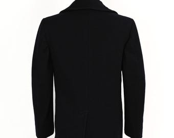 Vintage 1973 Men's Pembroke Blue Black Melton Wool Military