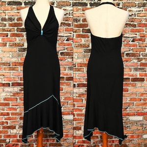 Vintage 90s/2000s Black BYER TOO! Asymmetrical Hem Halter Dress - L
