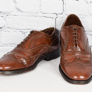 Vintage Men&#39;s Florsheim Imperial Brown Wingtip Brogue Oxford Dress Shoes - 9 D