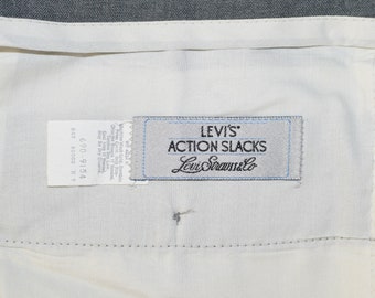 80s LEVI'S ACTION SLACKS USA製 W32/L30 Vintage Men's 70s/80s Grey LEVI'S Action Slacks Polyester
