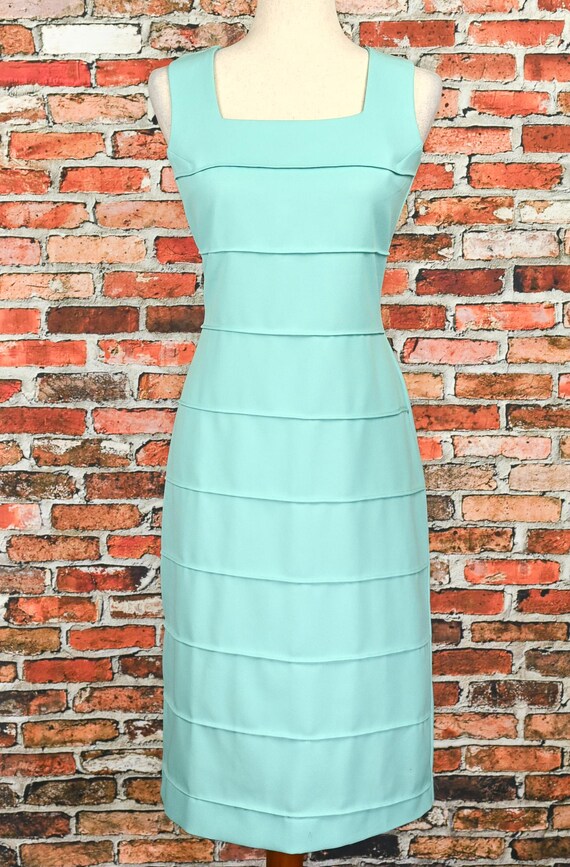 Abito senza maniche turchese plissettato vintage anni '50/'60
