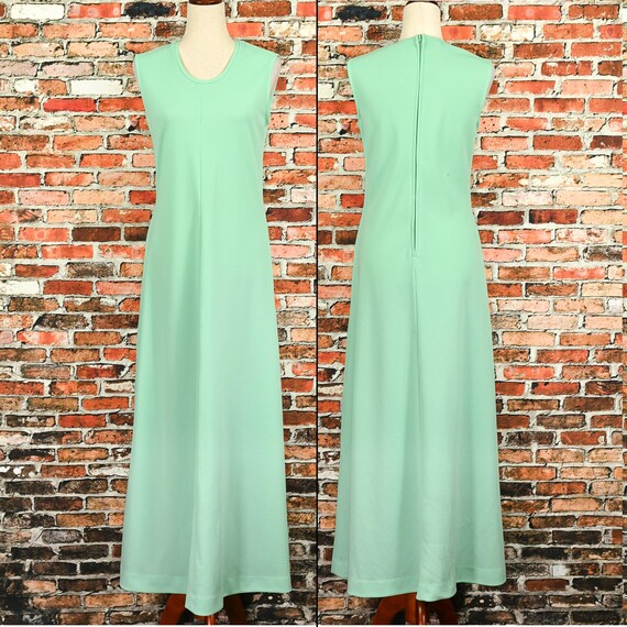 sears bridesmaid dresses Vintage 60s Blue Green Fashions Polyester Maxi Dress Lace