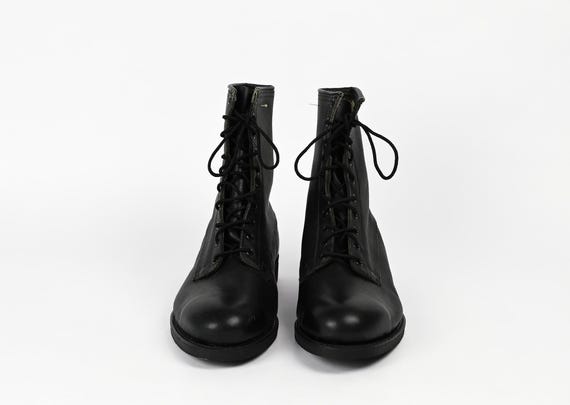 Addison Shoe Co Combat Steel Toe Boots Mens 10.5 Black Biltrite Vintage 1987 Addison biltrite combat steel - Gem main image 4