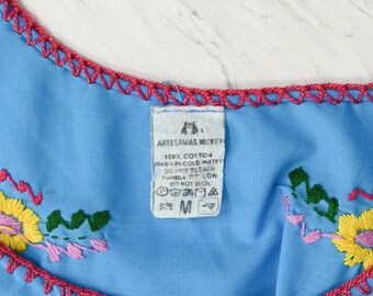 ヴィンテージブルー ARTESANIAS MICKEY 手刺繍 オアハカ メキシカン