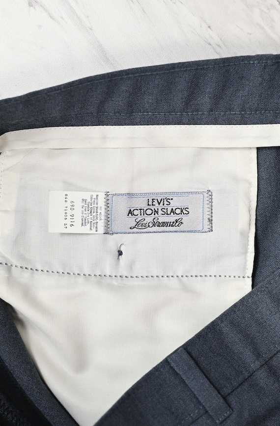 Vintage 70s/80s Greyish Blue LEVI'S Action Slacks Polyester Dress