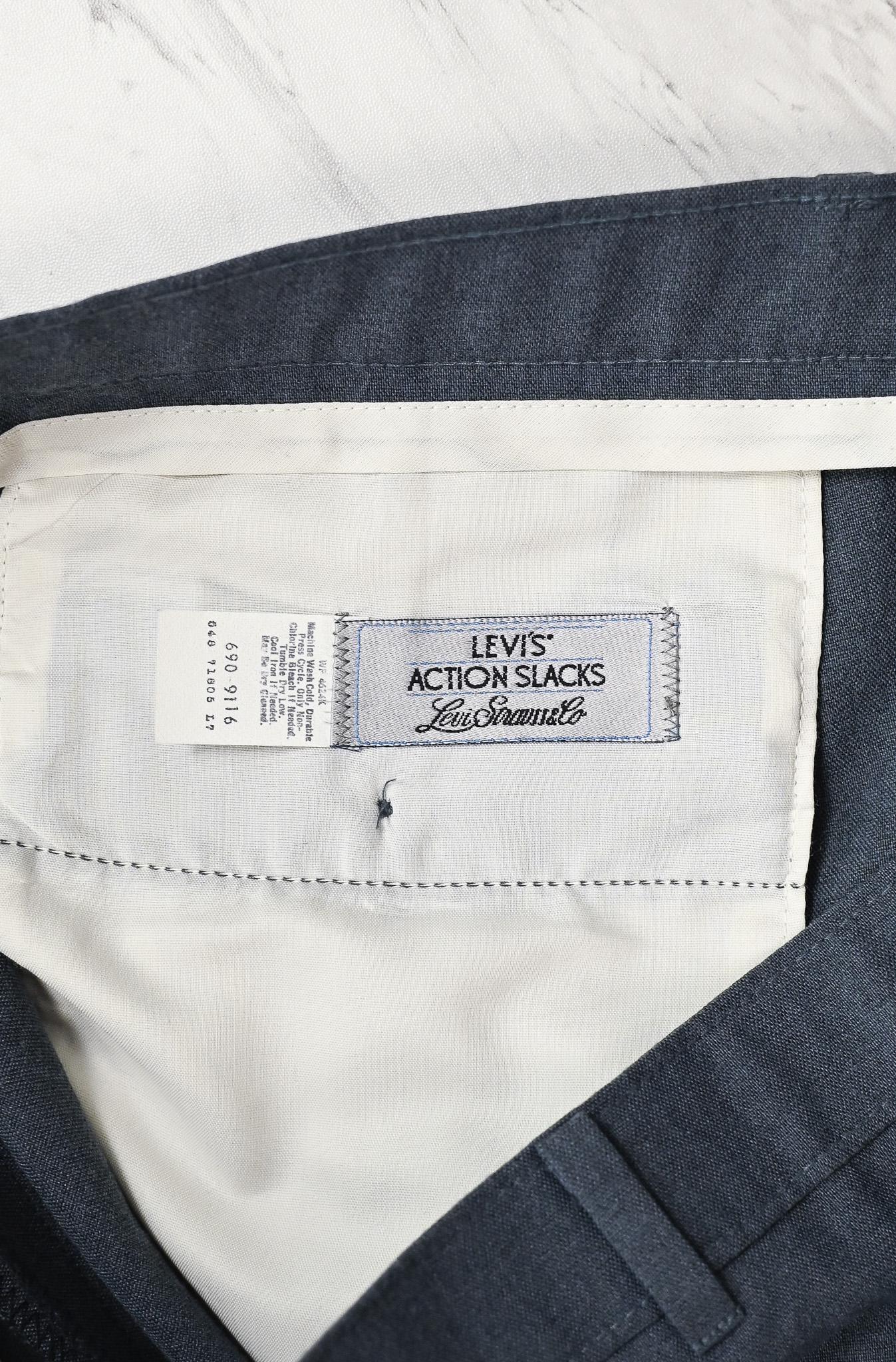 Vintage 70s/80s Greyish Blue LEVI'S Action Slacks Polyester Dress