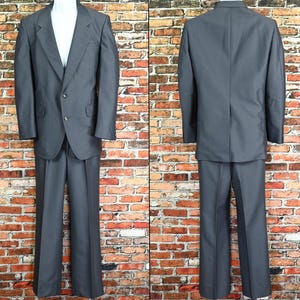 RARE Vintage 90s Men&#39;s Dark Grey Striped ANATOLE CALIFORNIA 2pc. Suit Set