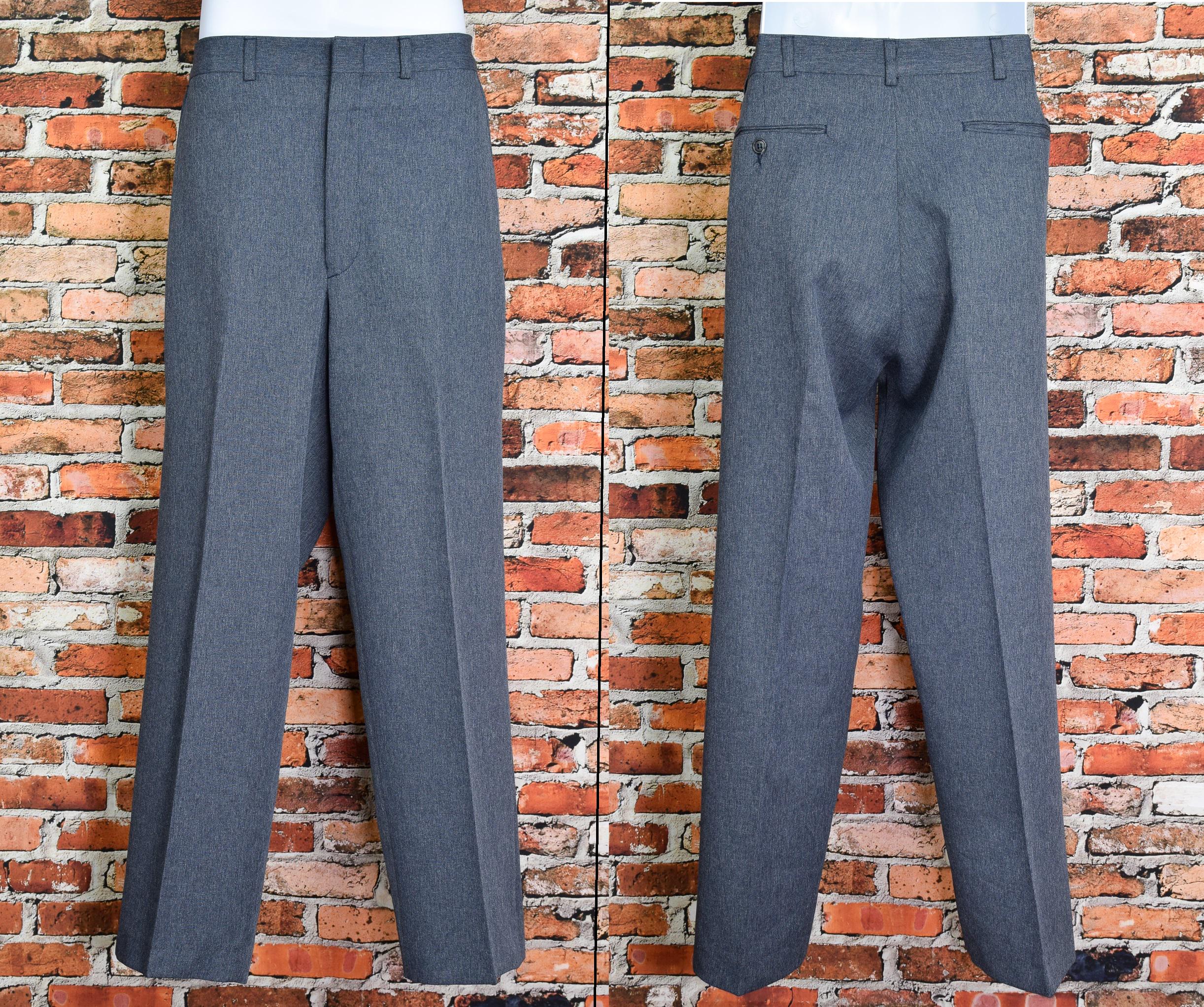 Vintage 80s Men's Bluish-grey SEARS Perma-prest Polyester