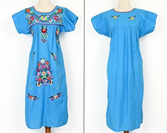 ヴィンテージブルー ARTESANIAS MICKEY 手刺繍 オアハカ メキシカン