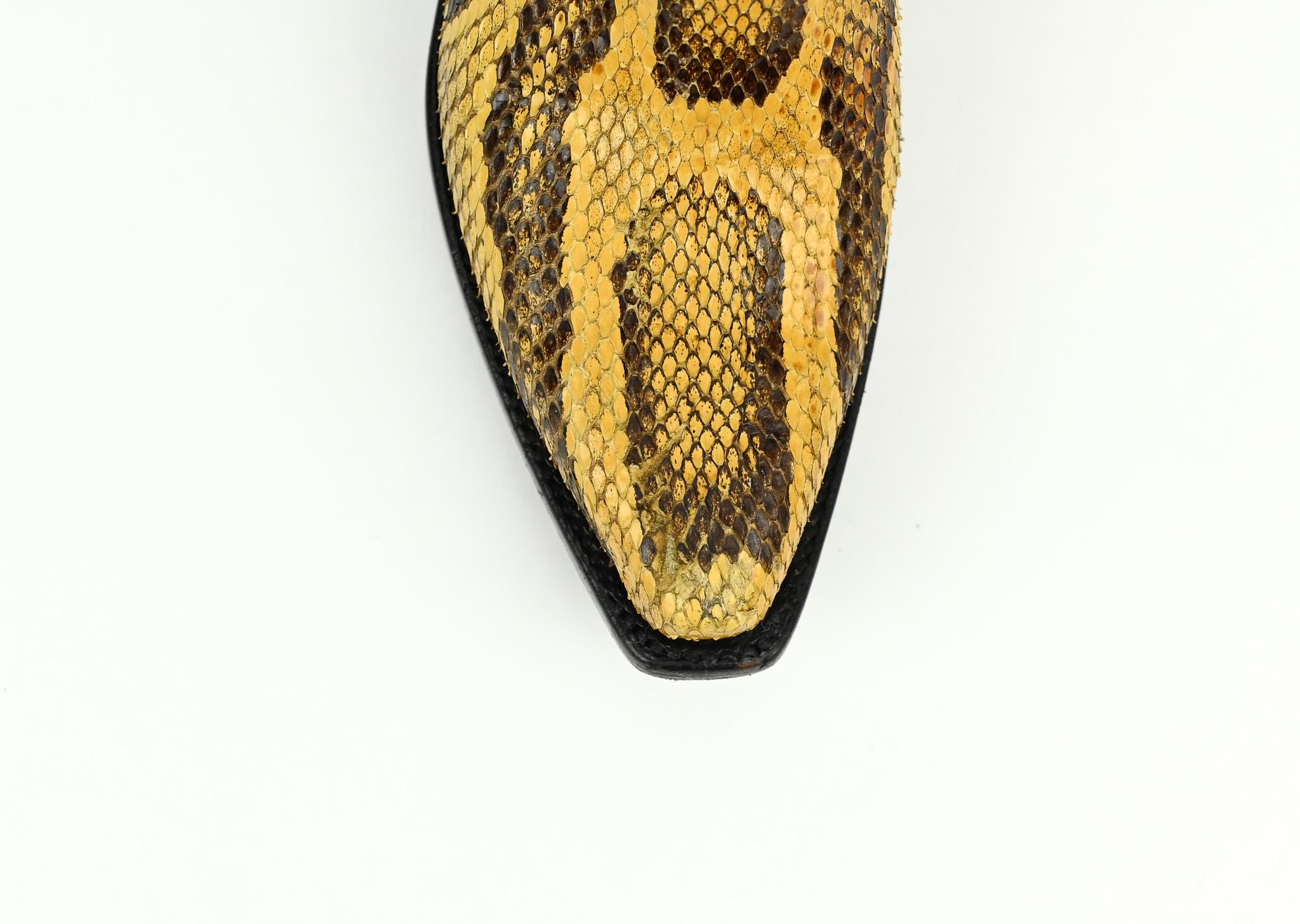 Vintage Black & Yellow FERRINI ITALIA Python Skin Leather 
