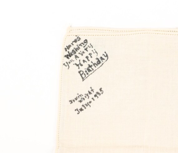 Set of 4 - Vintage 1935 Linen Hand Embroidered Handkerchiefs View 5