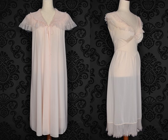 Vintage Women s 50s 2 Pc Vanity Fair Nylon Tricot Peignoir Pink Nightgown Robe Set Sm Etsy UK