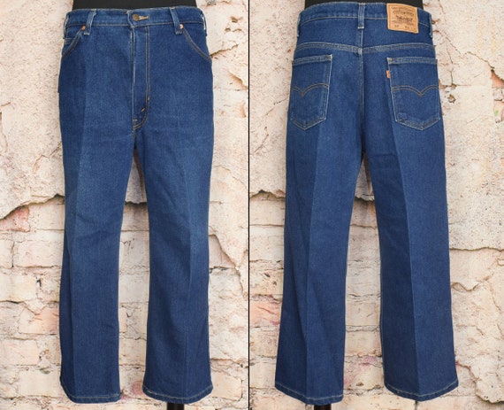 Men's Vintage Levi's 517 Bootcut Orange Tab Dark Blue Denim Jeans