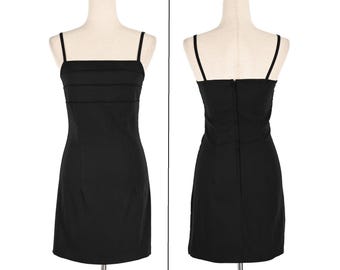 Vintage 90s Black BYER TOO! Triple Tier Empire Waist Sleeveless Mini Skater Dress - 7