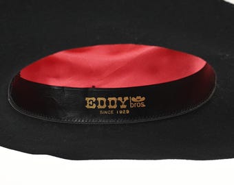 Vintage Eddy Bros California vintage wool hat black 7 3/8 Vintage Eddy Bros Black Wool Felt Cowboy Hat Medium USA 5923  main image 3