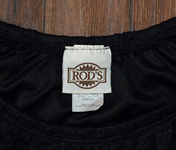 Women's Vintage 90s Rod's Black Floral Lace Dress… - image 4