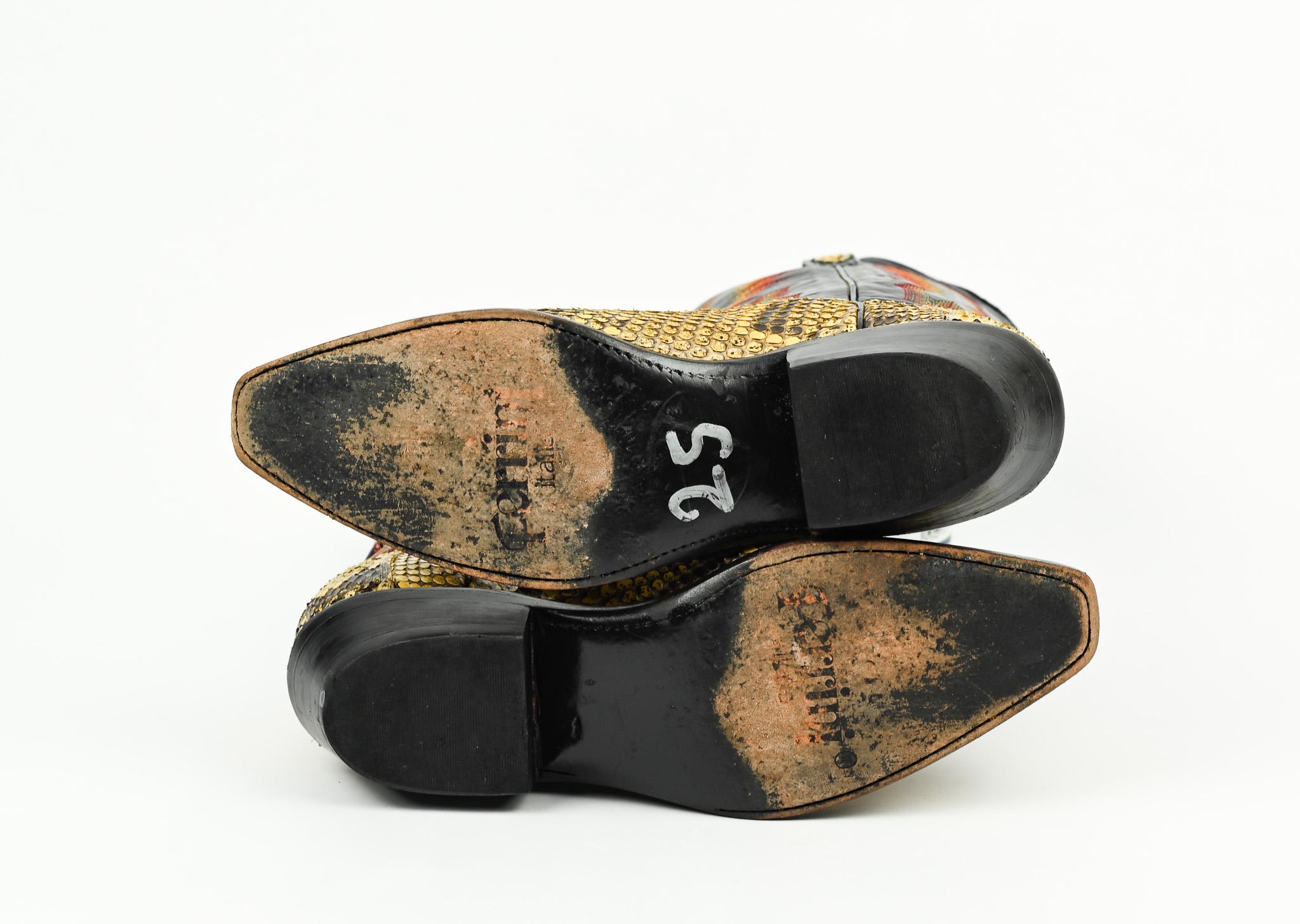 Vintage Black & Yellow FERRINI ITALIA Python Skin Leather 