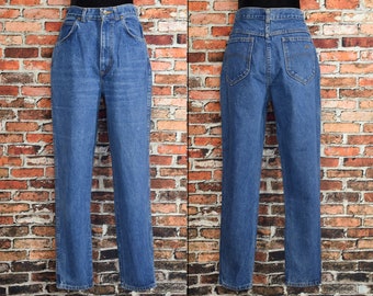 Vintage Women's 80s Chic High Waisted Tapered Blue Jeans - 12 Average