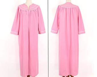 Vintage 80s/90s Pink Polyester SEARS Just For Women Zip Up Housecoat - 2X