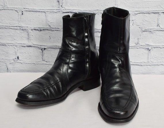 Vintage Men's 70s The Florsheim Shoe Black Leathe… - image 1
