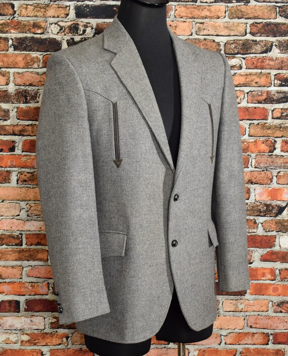 Men's Vintage 70s Brad Whitney Grey Sonora Wool W… - image 2