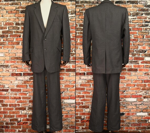 Vintage Men's 90s/2000s Grey Pinstripe 2pc Suit - Etsy