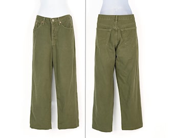 Vintage 90s Women's Green GUESS JEANS Low Rise Button Fly Straight Leg Denim Jeans - 30