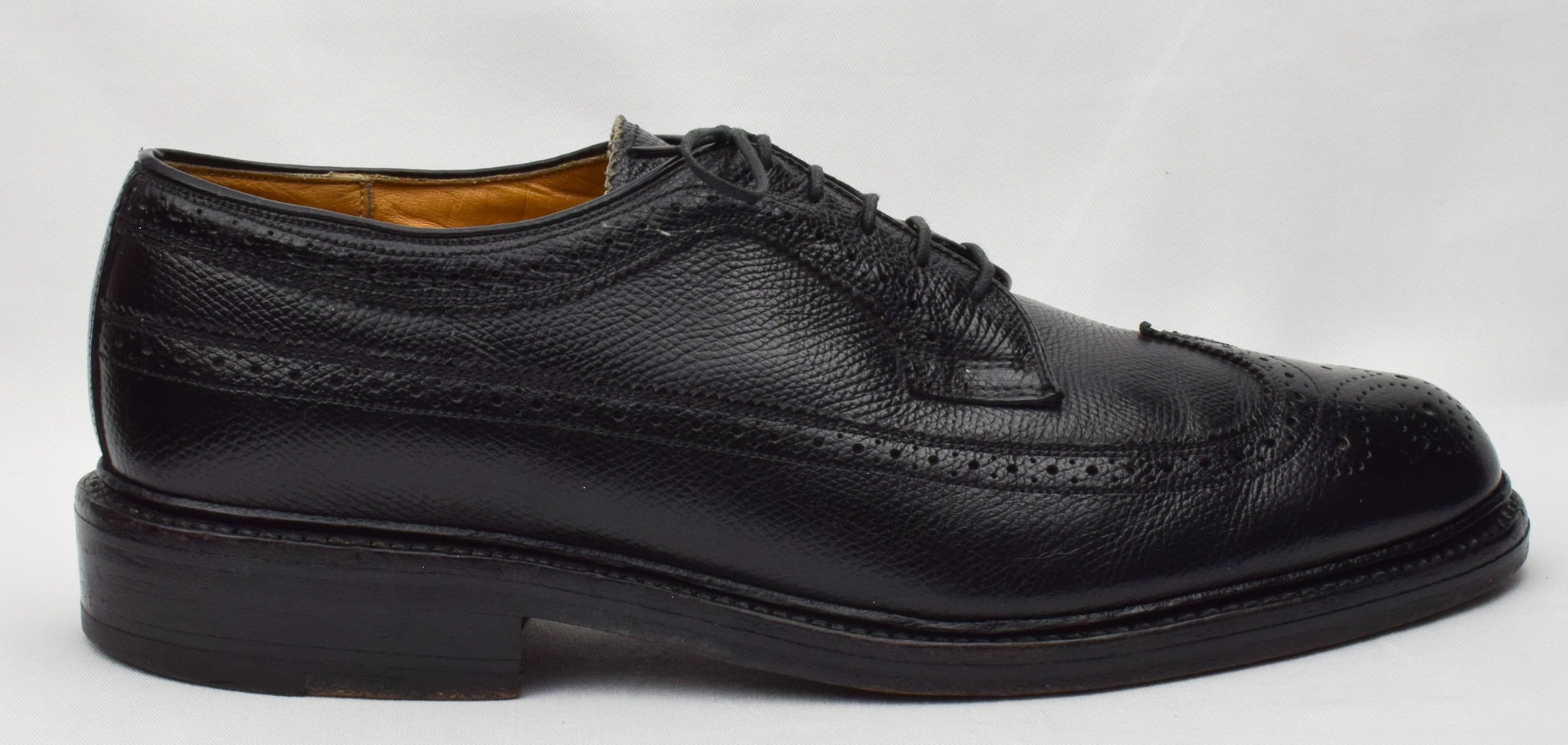 Vintage Men\'s Jarman Regency  Black Textured Leather Brogue Wingtip Oxford Shoes Vintage Men main image 3