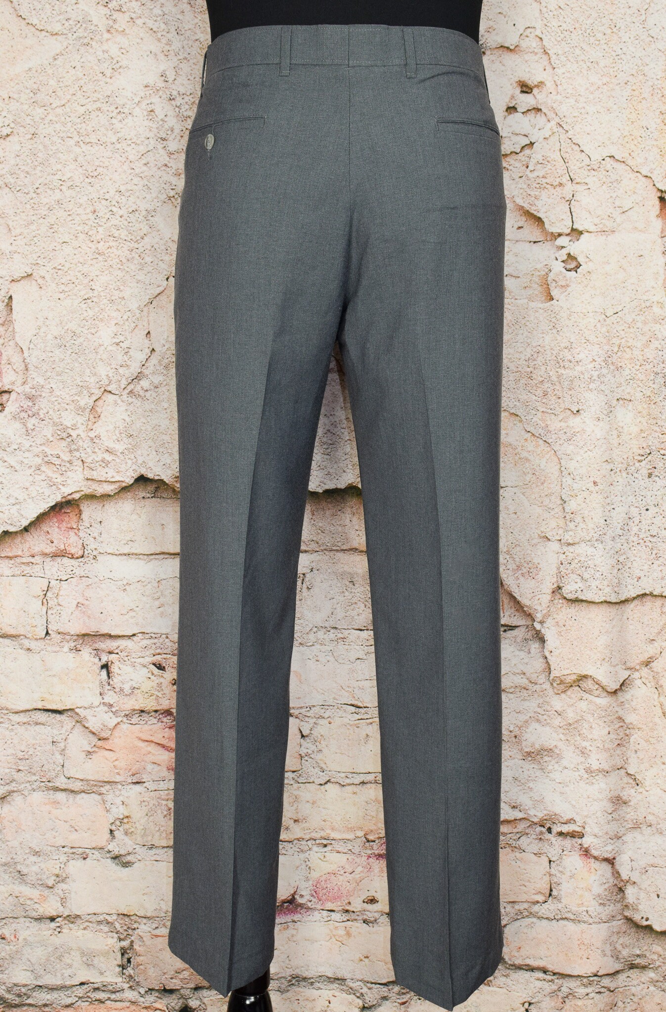 【70s】EURO Vintage FlatFront Slacks Opti Vtg 70s 80s Gutos Mens wool Blue dress pants trousers 34x33