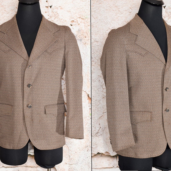 Vintage Men's 60s/70s Allen Knit-Pickers Brown Western Sports Coat