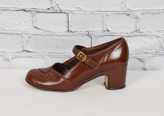 Vintage Women's 50s Jeanne Burgundy Brown Heel Pu… - image 3