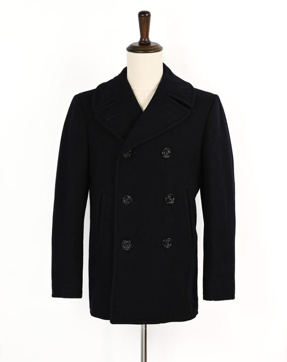 Vintage 1973 Men's Pembroke Blue Black Melton Wool Military