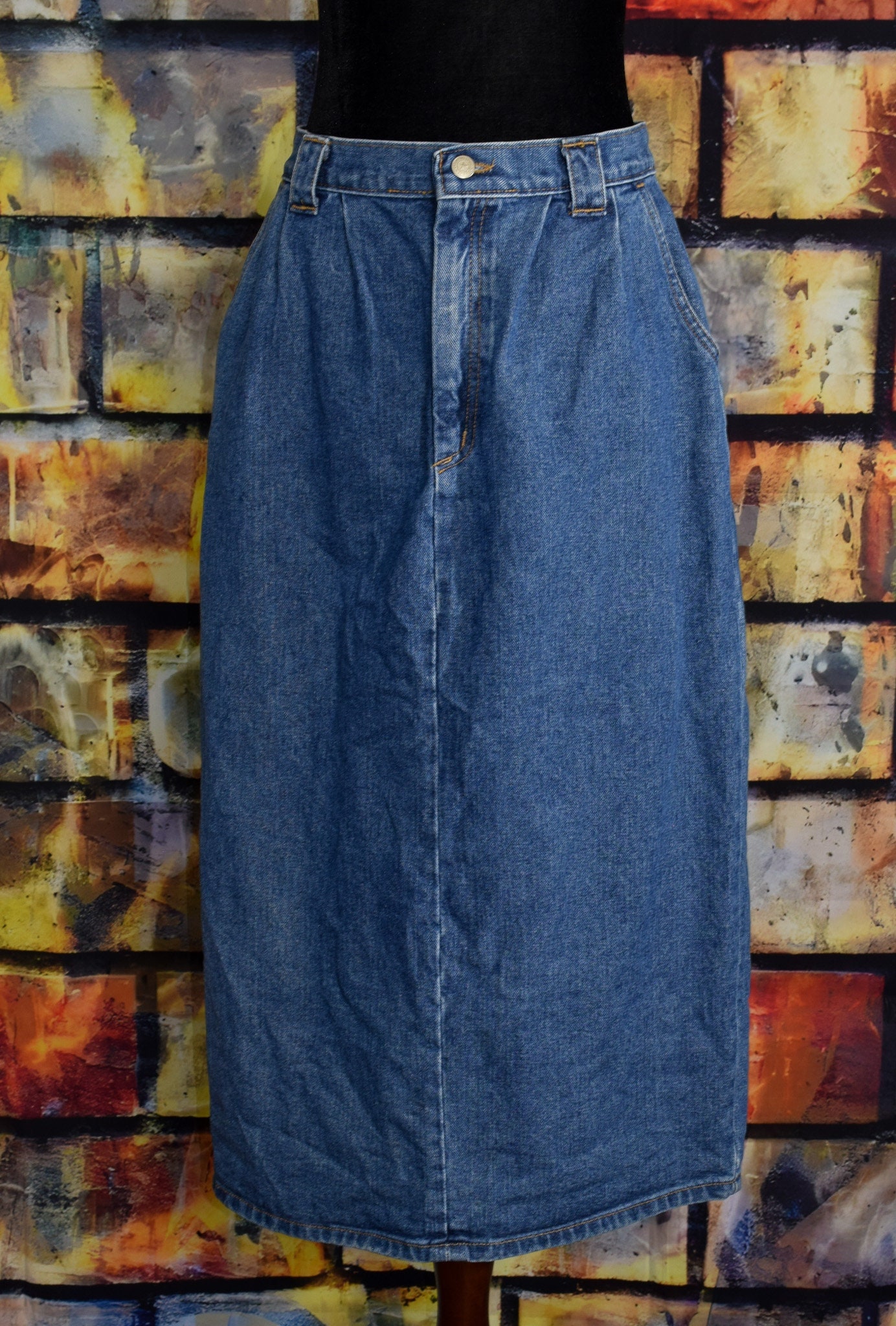Women's Vintage Vivaldi Jeanswear Blue Denim Jean Maxi Skirt - 14