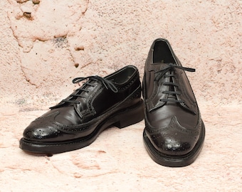Vintage Lloyd Black Leather Wingtip Brogue Shoes - Size 47EU  display picture 1
