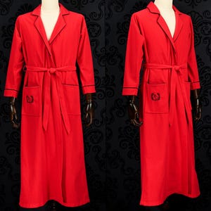 Vintage Men&#39;s 70s Red PIERRE CARDIN Full Length Robe w/ Tie USA Made - M