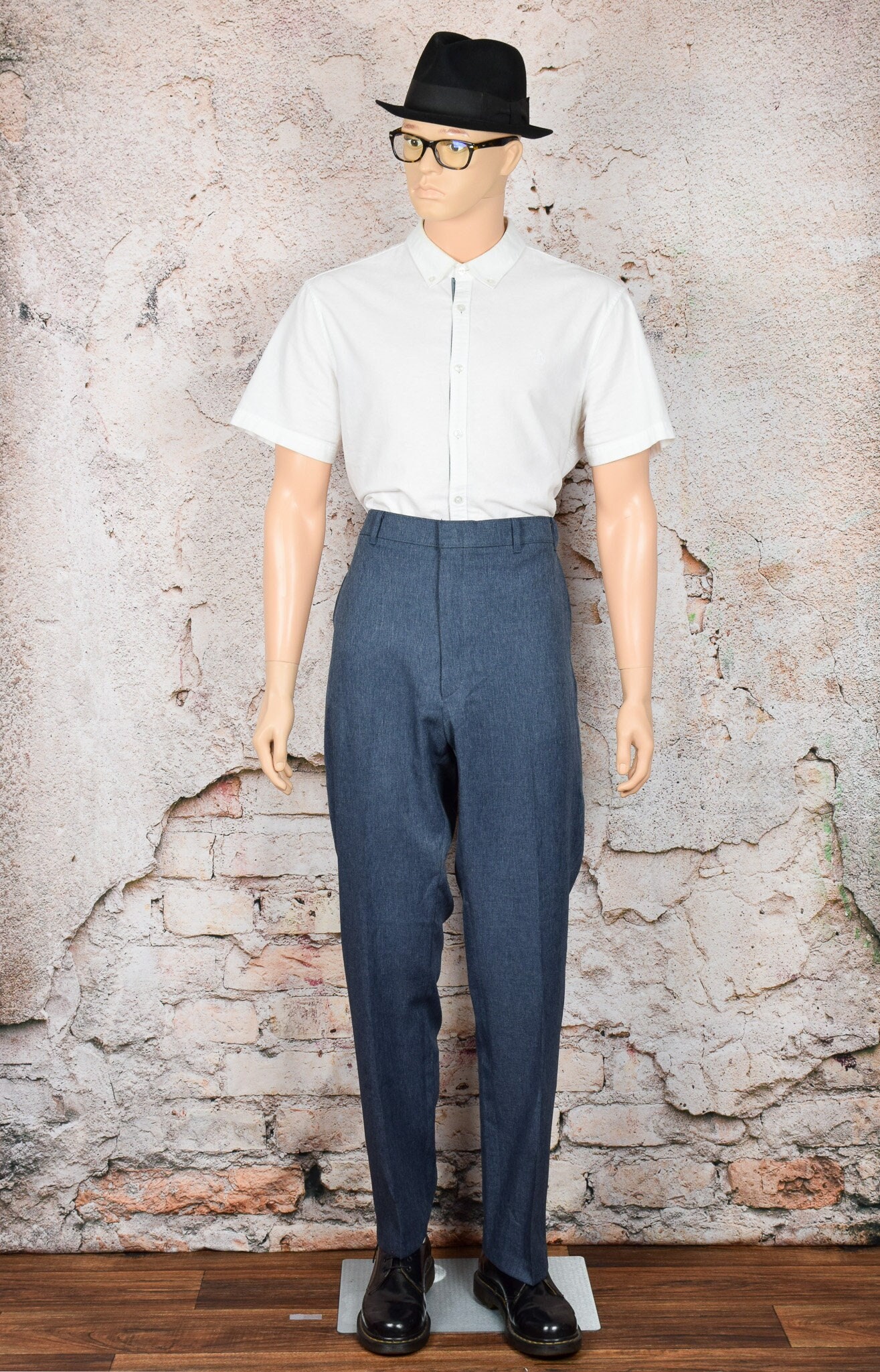 Vintage Men's Levi's Bluish Grey Action Slacks Polyester Dress