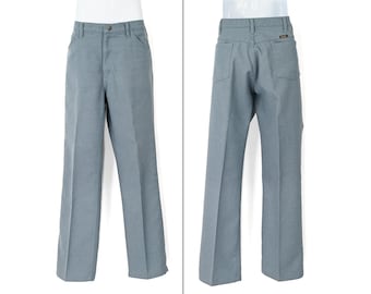 Vintage 70s/80s Men's Light Bluish Grey WRANGLER Polyester Dress Pants - 35 X 31