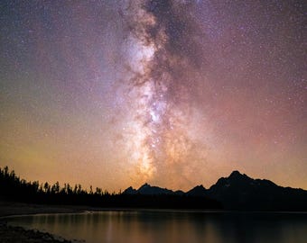 Impresión artística de la Vía Láctea en Grand Teton / Fotografía del cielo nocturno