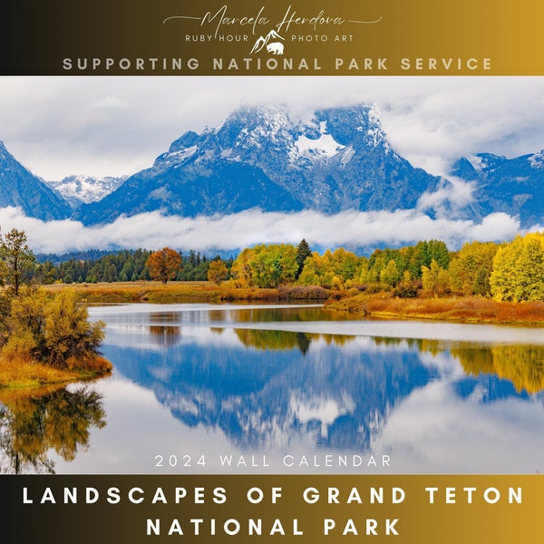 12 Month Calendar, Grand Teton National Park Calendar, 2024 Wall Calendar, National Parks Calendar, Nature Calendar, Mountains Calendar