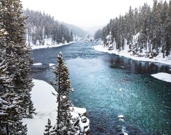 Lámina de Yellowstone / Río Yellowstone / Foto de Yellowstone / Lámina de Parques Nacionales / Yellowstone en invierno / Arte de Yellowstone / Decoración de Yellowstone