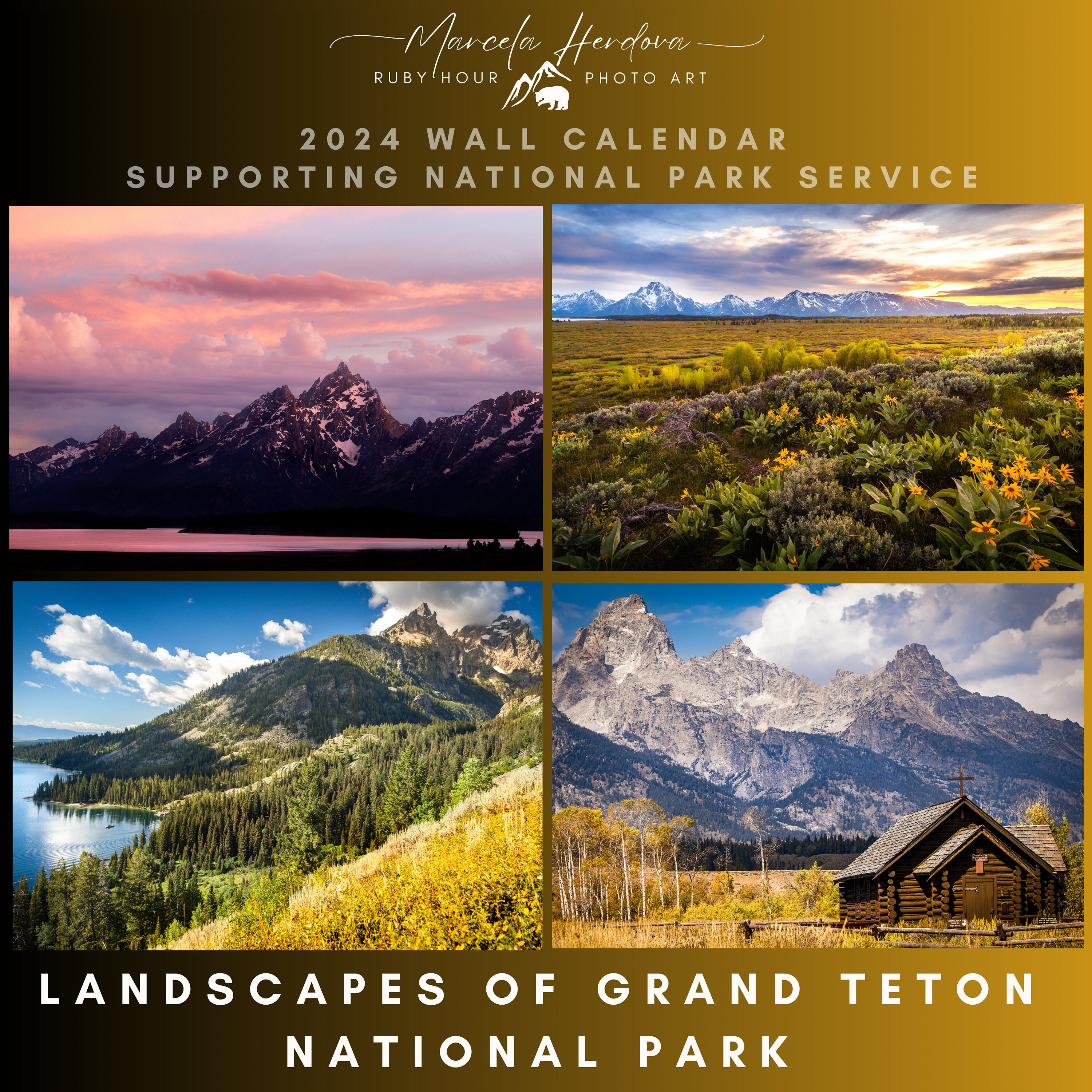 12 Month Calendar, Grand Teton National Park Calendar, 2024 Wall