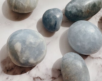 Blue Calcite Palm Stone - Soothe and Relax