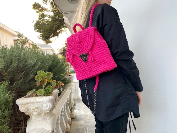 Designer pink backpack cheap