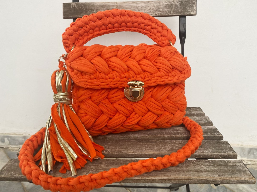 Handwoven Orange Shoulder Bag Capriluxurybags Crochet Bag - Etsy