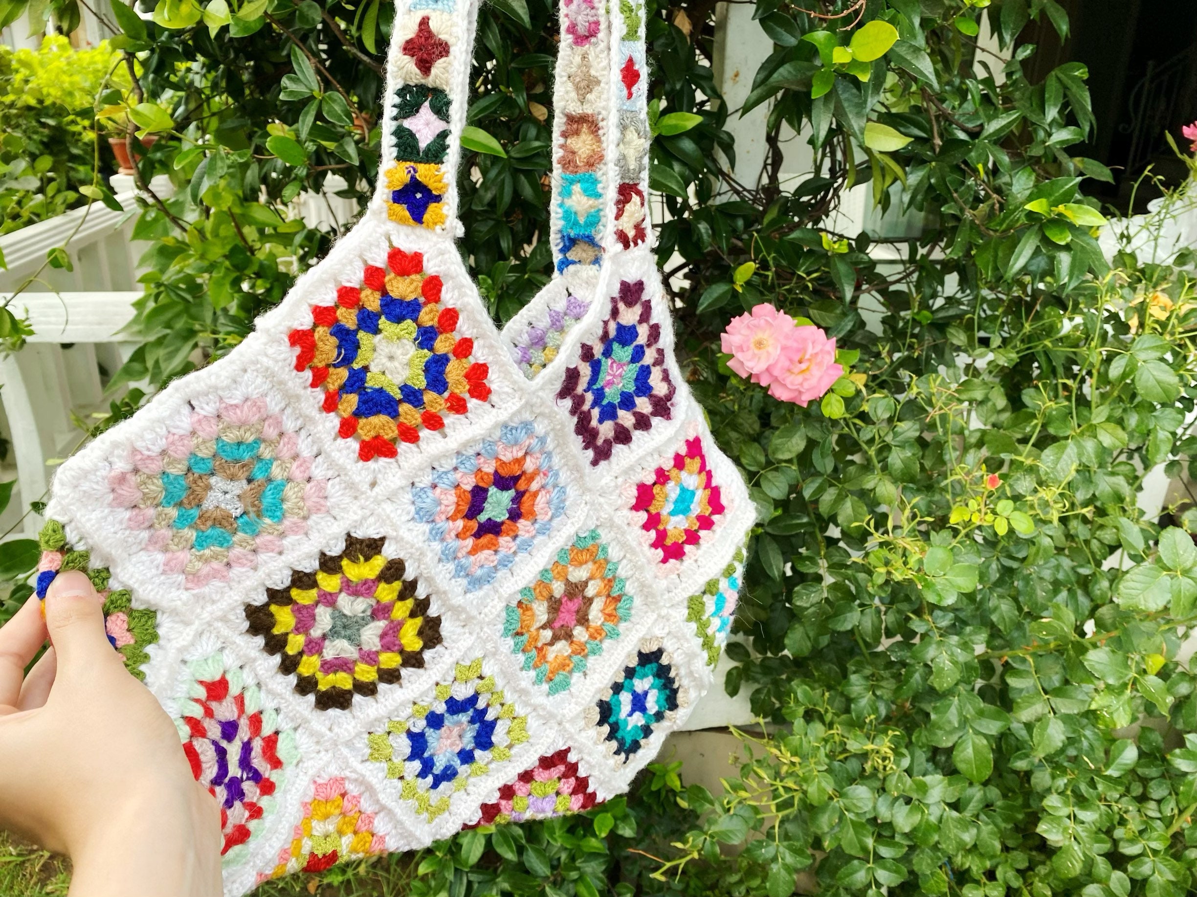Bohemian Crochet Tote Bag, Women's Fashion, Bags & Wallets, Tote Bags on  Carousell