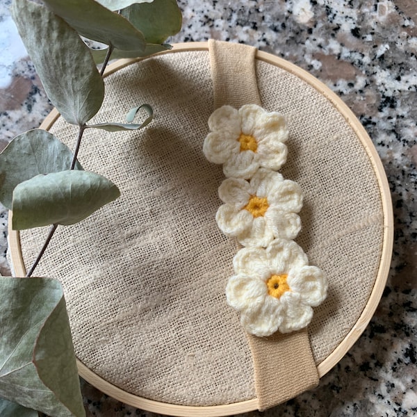 Bandeau élastique à fleurs pour bébé